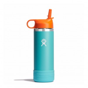 Hydro Flask 18 oz Kids Wide Mouth w/ Straw Cap Seaspray | 342078-TMK