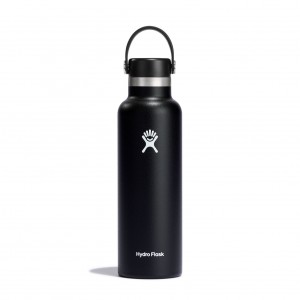 Hydro Flask 21 oz Standard Mouth Zwart | 041657-HCE