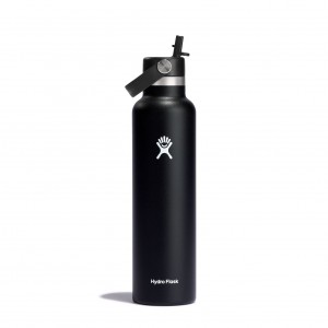 Hydro Flask 24 oz Standard Mouth with Flex Straw Cap Zwart | 549376-CQK