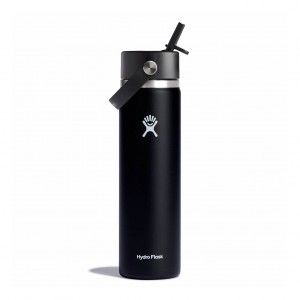 Hydro Flask 24 oz Wide Mouth with Flex Straw Cap Zwart | 697014-EWO