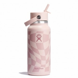 Hydro Flask 32 oz Wide Mouth with Flex Straw Cap Checkered Ecru | 541396-HCU