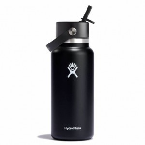 Hydro Flask 32 oz Wide Mouth with Flex Straw Cap Zwart | 698705-RYI