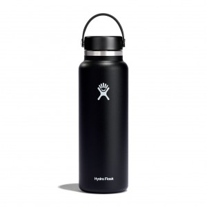Hydro Flask 40 oz Wide Mouth Zwart | 039685-ZDV