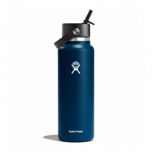 Hydro Flask 40 oz Wide Mouth with Flex Straw Cap Indigo | 936018-BSA