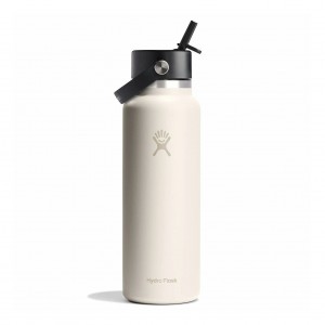 Hydro Flask 40 oz Wide Mouth with Flex Straw Cap Ivory | 015742-XWL